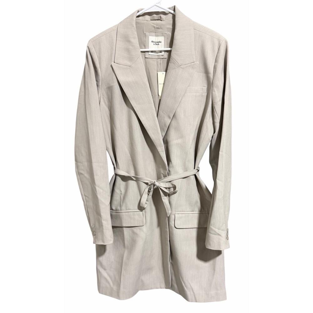 Abercrombie & Fitch Belted Blazer Tan Greige Mini Dress Women's Size Large‎ Tall
